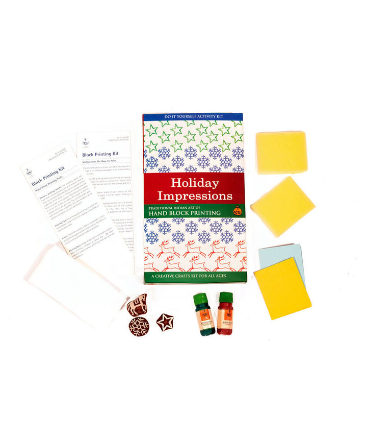 Handmade DIY Educational Wood Block Print Craft Kit (Holidays)