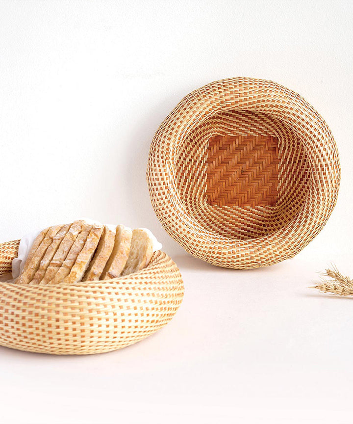 Handmade bamboo round bread basket