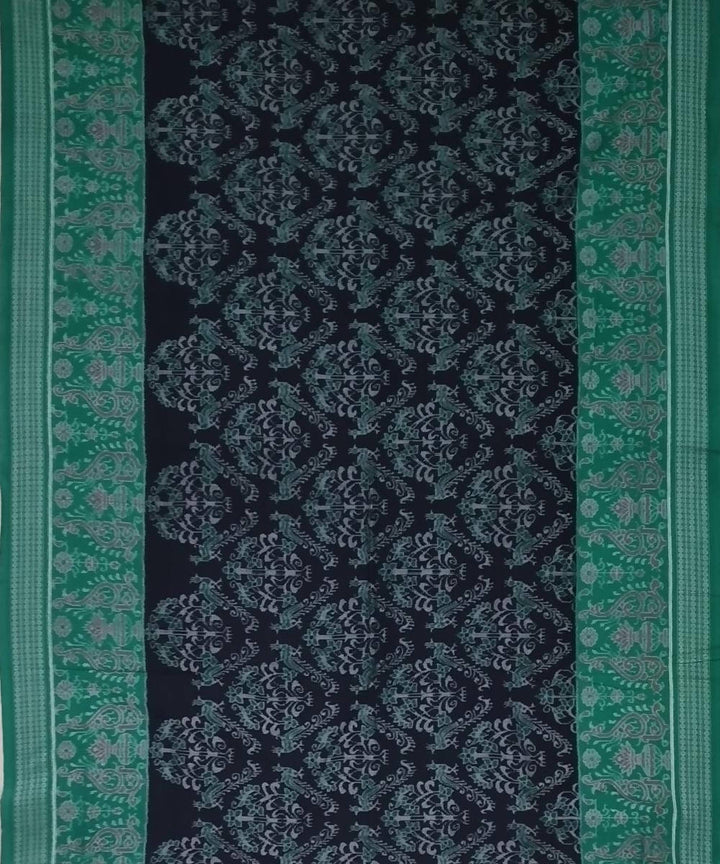 Black green handloom ikat cotton sambalpuri saree