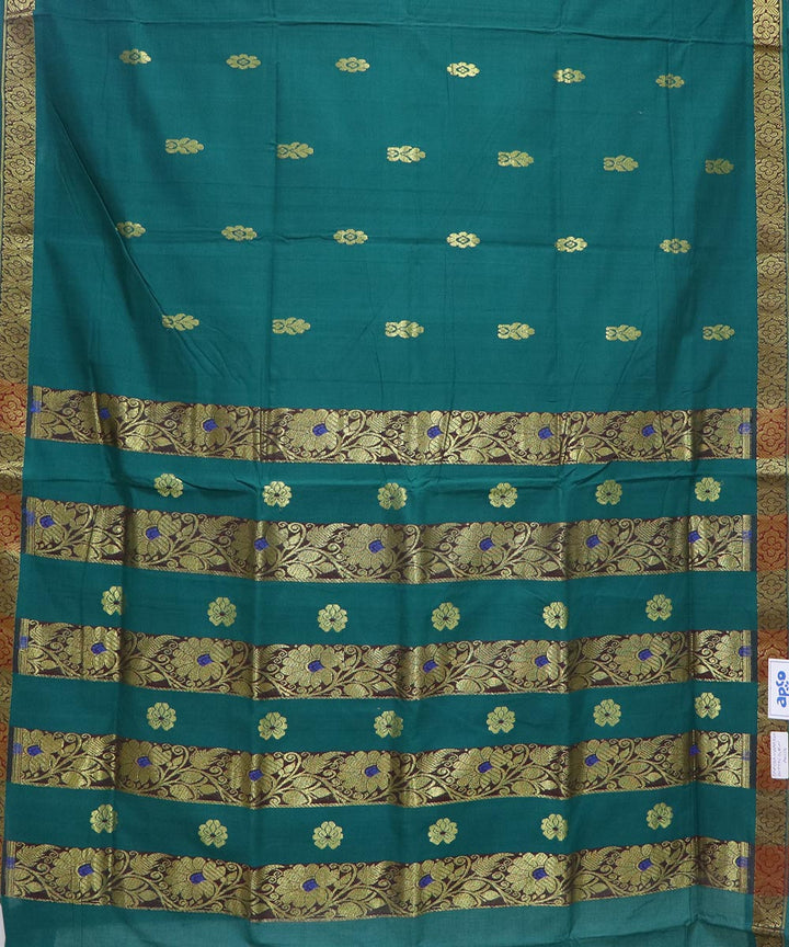Yellow handwoven cotton bandar saree