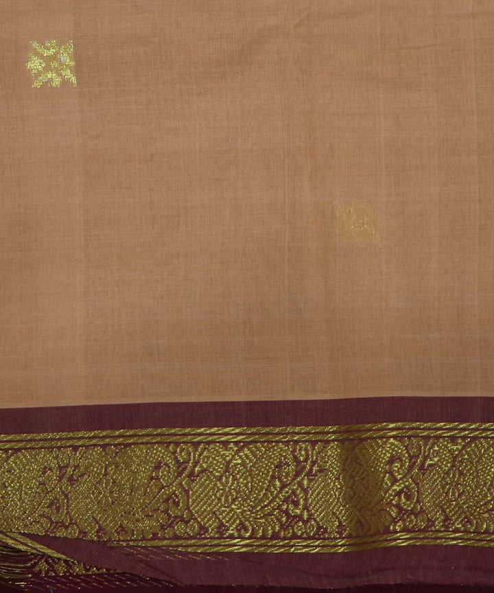 Light brown handloom cotton bandar saree