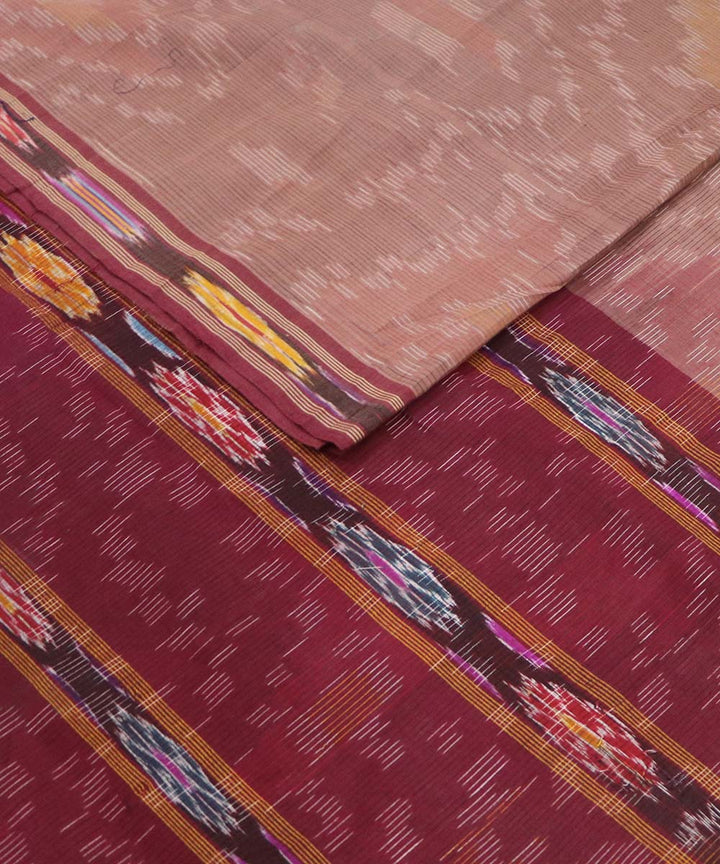 Brown and maroon handloom cotton bandar saree