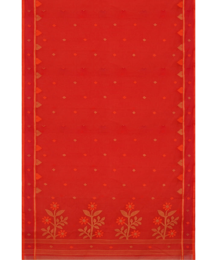 Tantuja red handloom cotton jamdani saree
