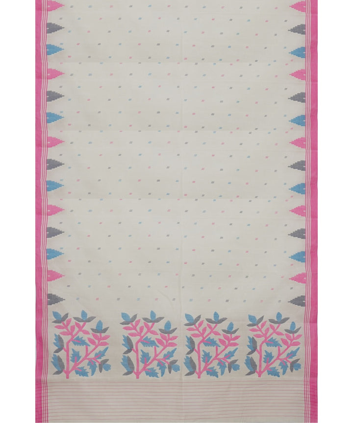 Tantuja mauve pink handloom cotton jamdani saree
