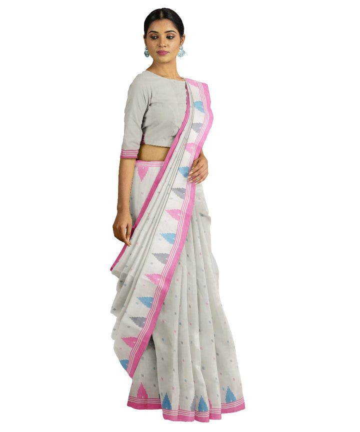 Tantuja mauve pink handloom cotton jamdani saree