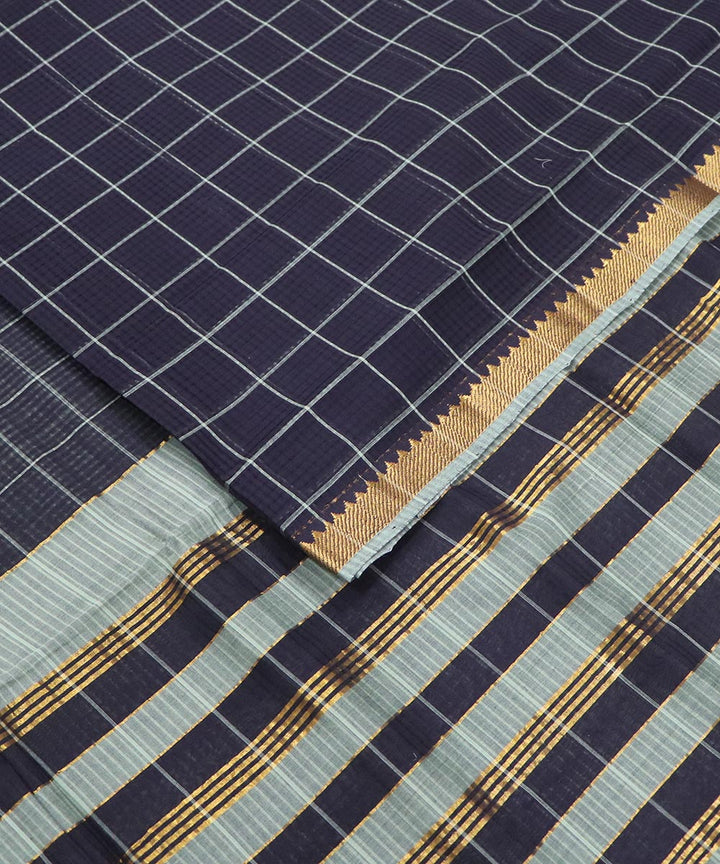Black checks handloom cotton mangalagiri saree