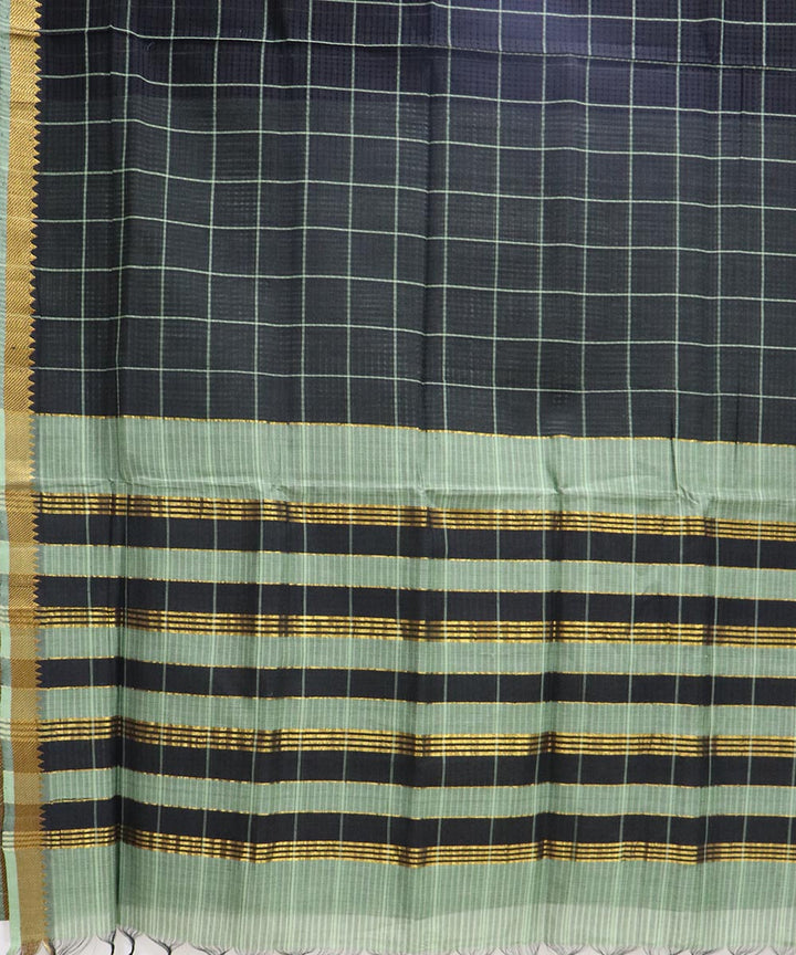 Black checks handloom cotton mangalagiri saree