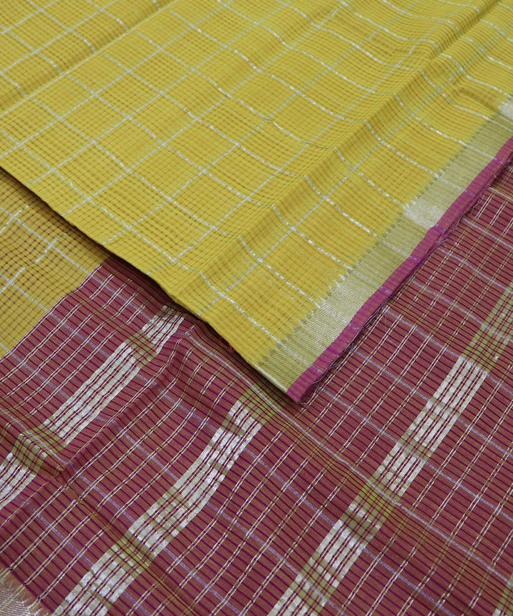 Mustard yellow handloom cotton mangalagiri saree