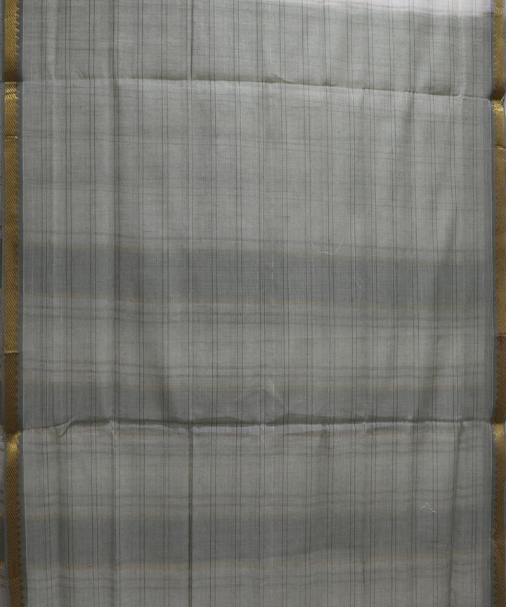White grey checks handloom cotton mangalagiri saree