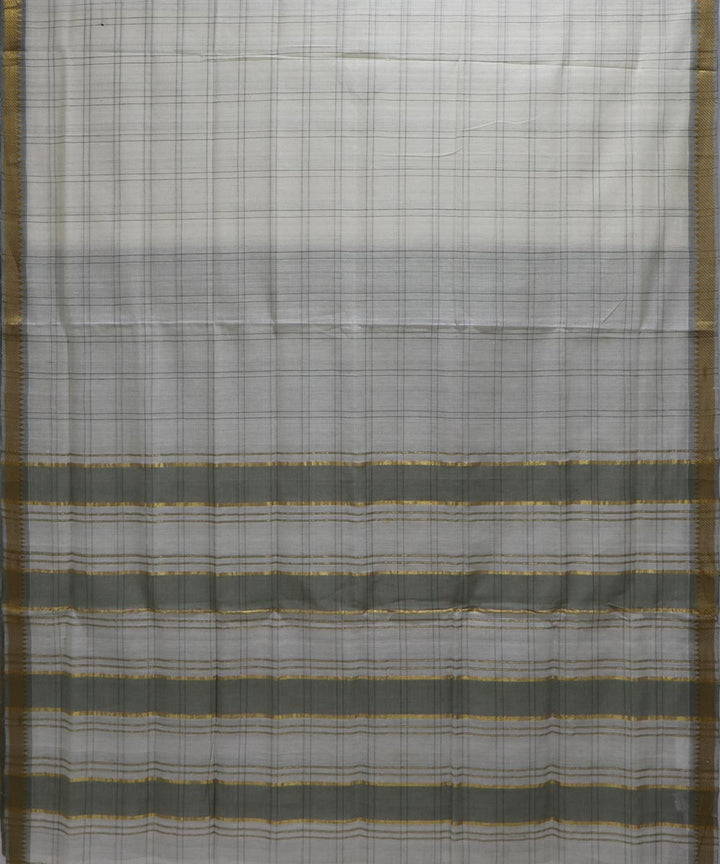 White grey checks handloom cotton mangalagiri saree
