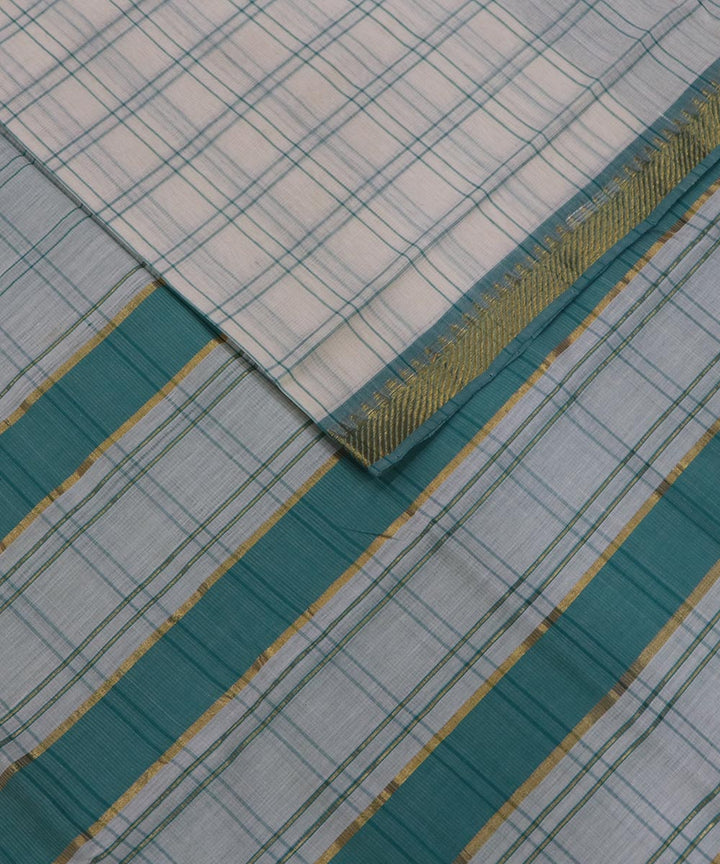 White green checks handloom cotton mangalagiri saree