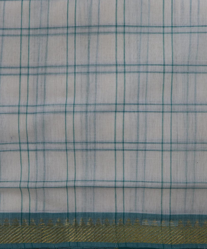 White green checks handloom cotton mangalagiri saree