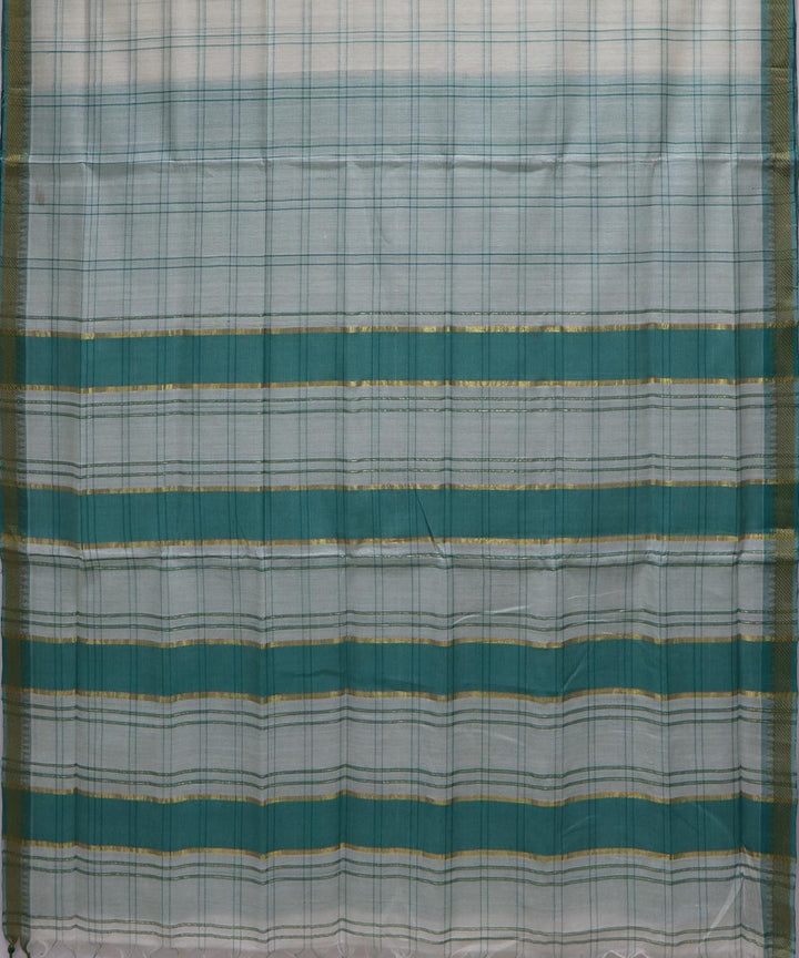 White green checks handloom cotton mangalagiri saree