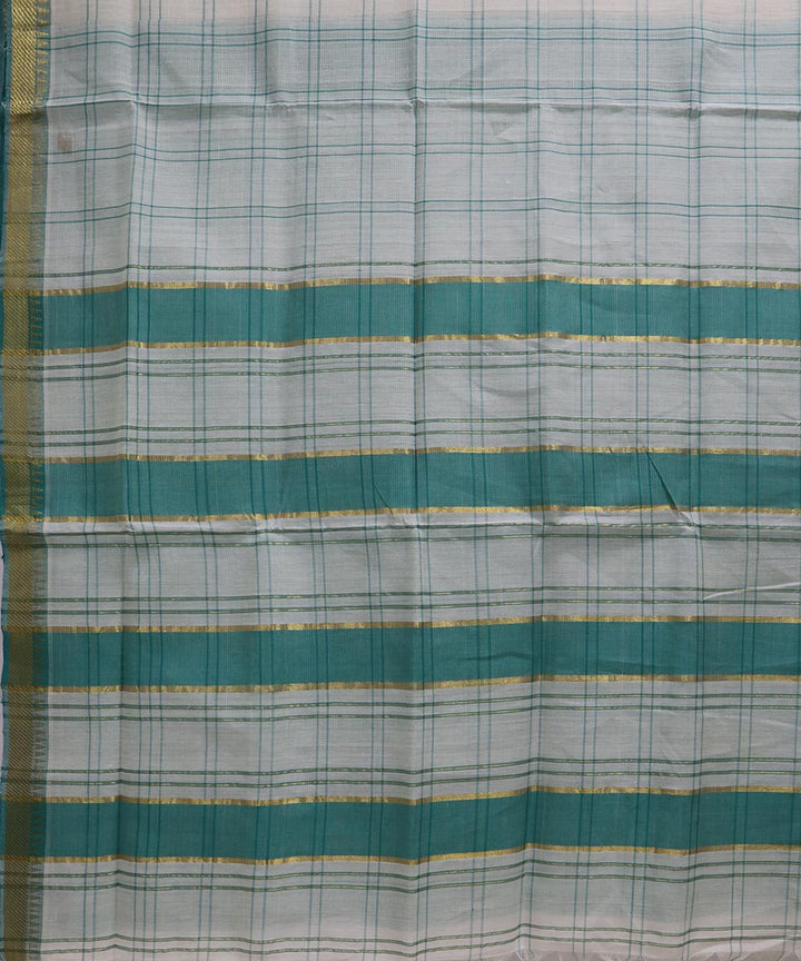White green checks handloom cotton mangalagiri saree