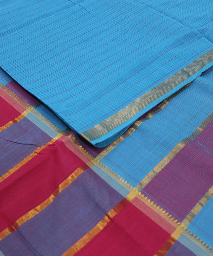 Black pink handloom cotton mangalagiri saree