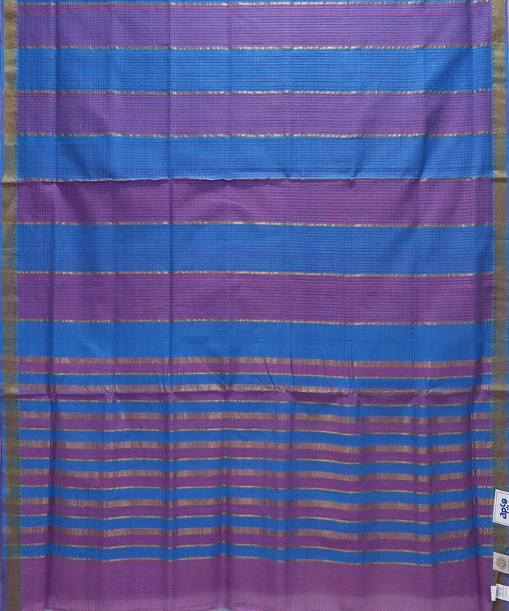 Blue pink handloom cotton mangalagiri saree