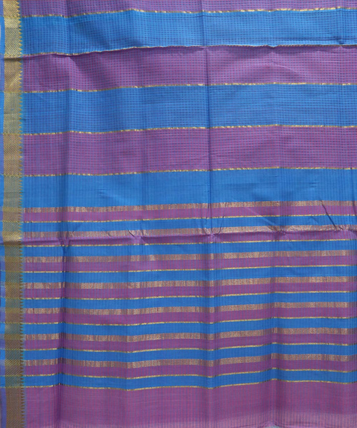 Blue pink handloom cotton mangalagiri saree