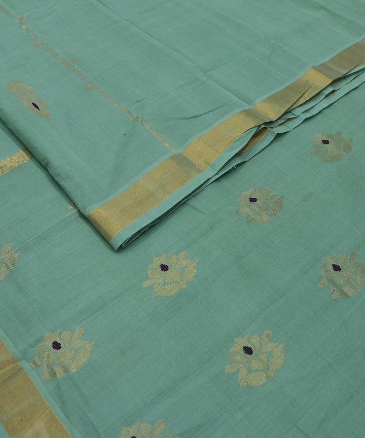 Aqua green handloom cotton rajahmundry saree
