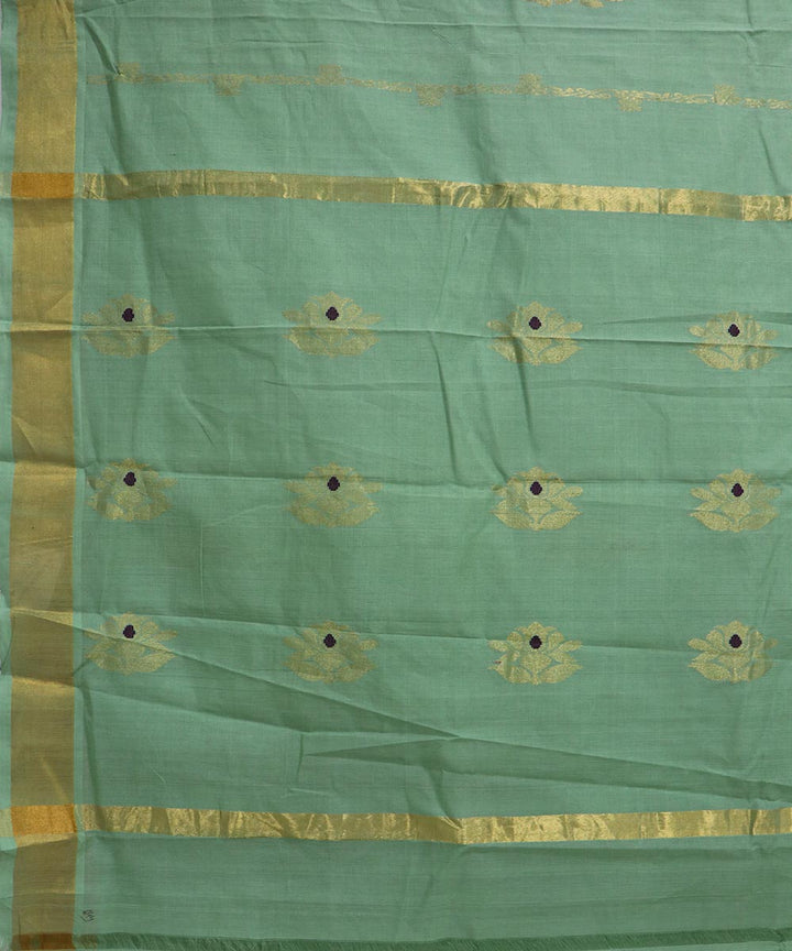 Aqua green handloom cotton rajahmundry saree
