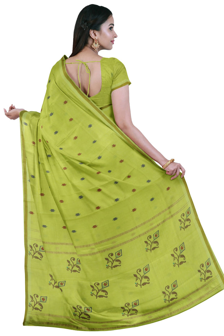 Lime green handloom cotton uppada saree