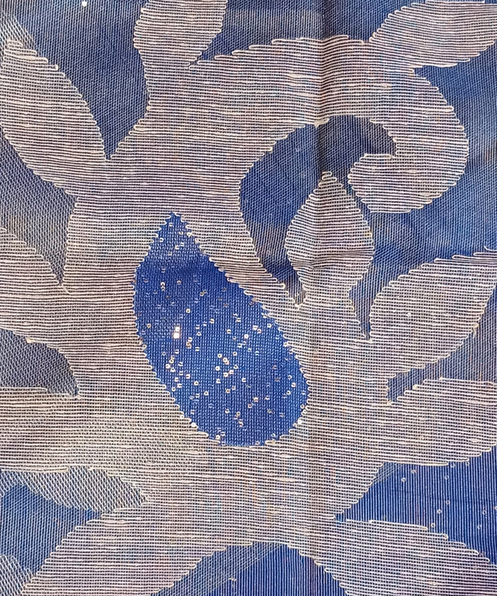 Navy Blue bengal Handwoven Silk Jamdani Saree