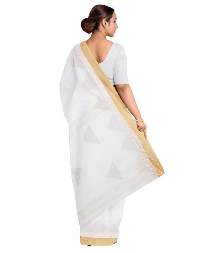 White linen bengal handwoven bengal saree