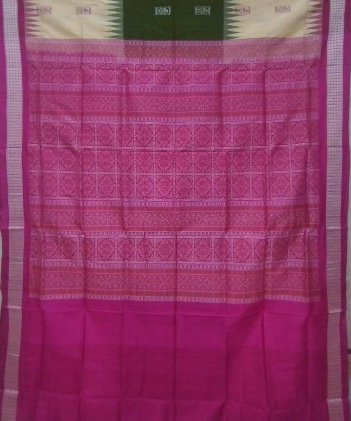 Multicolor pink handwoven bomkai silk saree