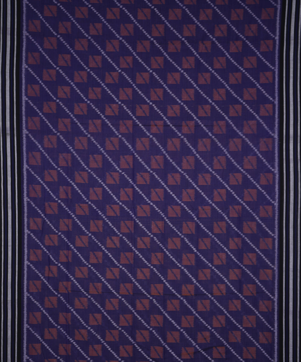 Serifed navy blue multicolour cotton handwoven nuapatna saree