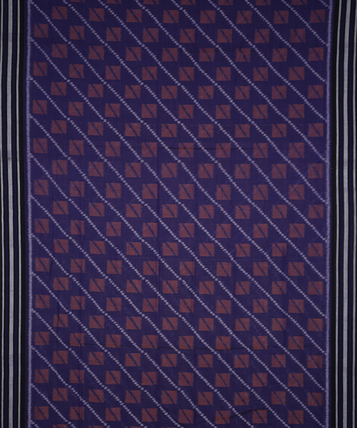 Serifed navy blue multicolour cotton handwoven nuapatna saree