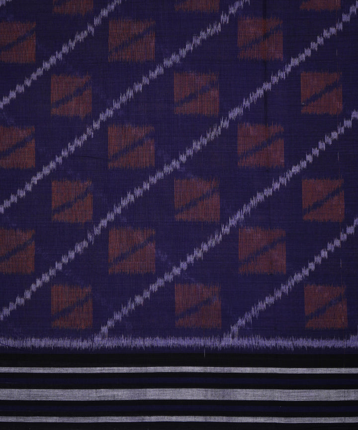 Serifed navy blue multicolour cotton handwoven nuapatna saree