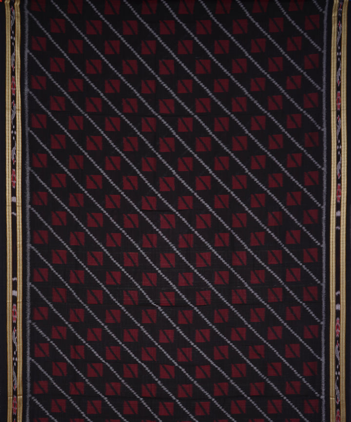 Serifed black maroon cotton handloom nuapatna saree