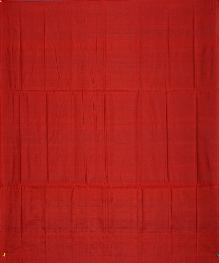 Serifed blue red tussar silk handloom ghicha saree