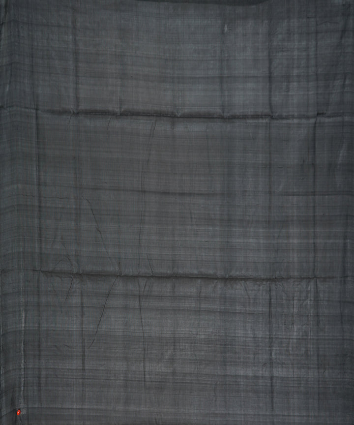 Serifed yellow black tussar silk handloom saree