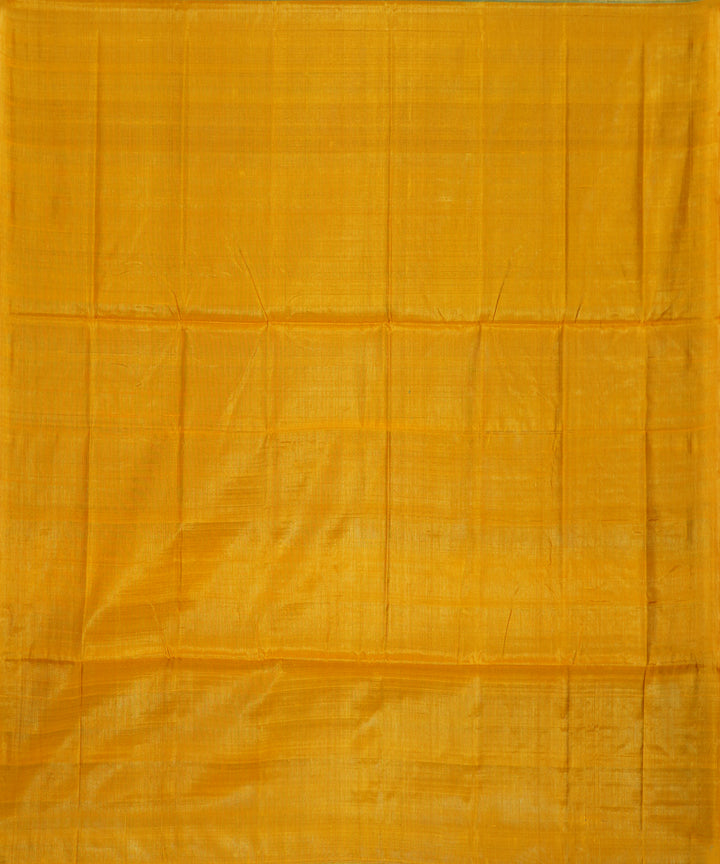 Serifed sky blue yellow tussar silk handloom saree