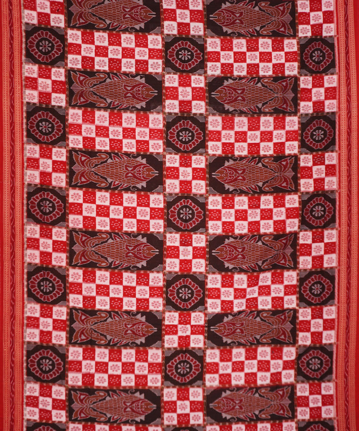 Red black handloom cotton sambalpuri saree