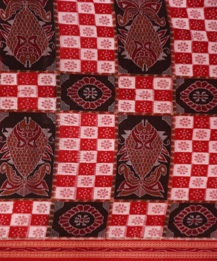 Red black handloom cotton sambalpuri saree