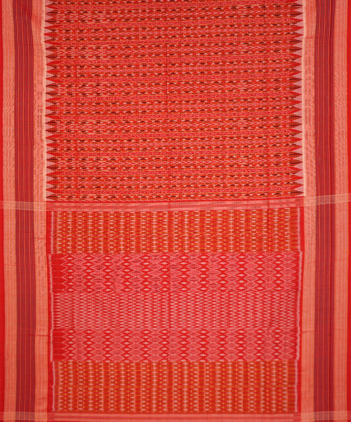 Orange red handloom cotton sambalpuri saree