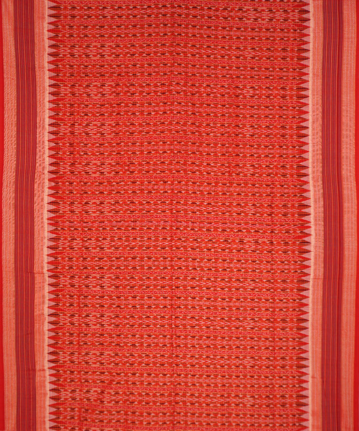 Orange red handloom cotton sambalpuri saree