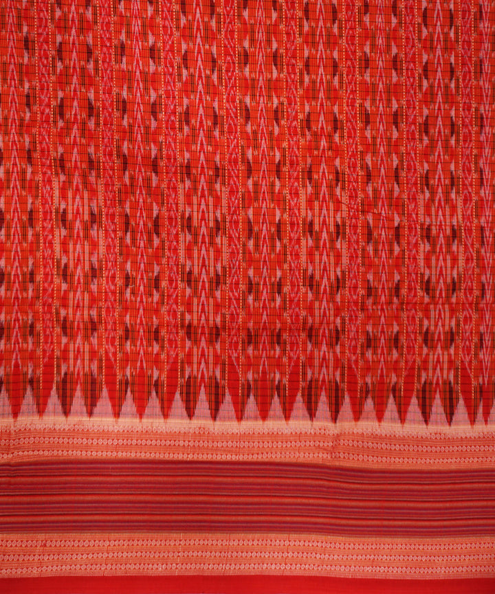 Orange red handloom cotton sambalpuri saree