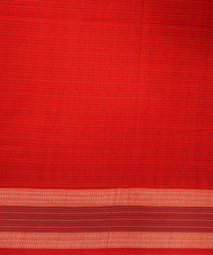 Orange red handloom cotton sambalpuri saree