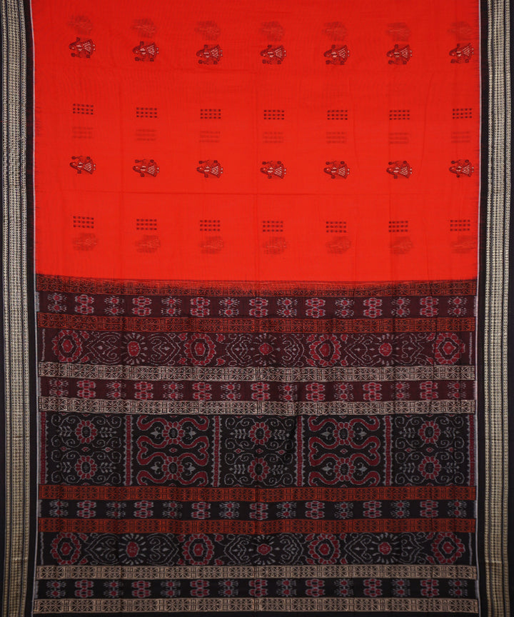 Coquelicot black handloom cotton bomkai saree
