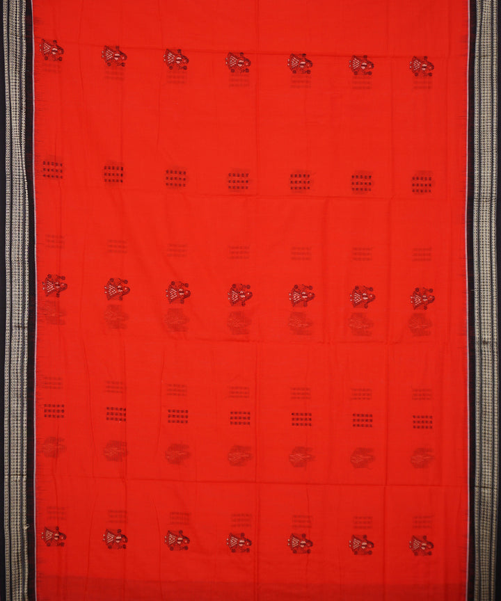 Coquelicot black handloom cotton bomkai saree