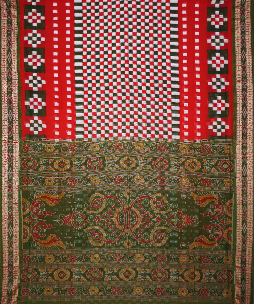 Red green handloom cotton pasapalli saree
