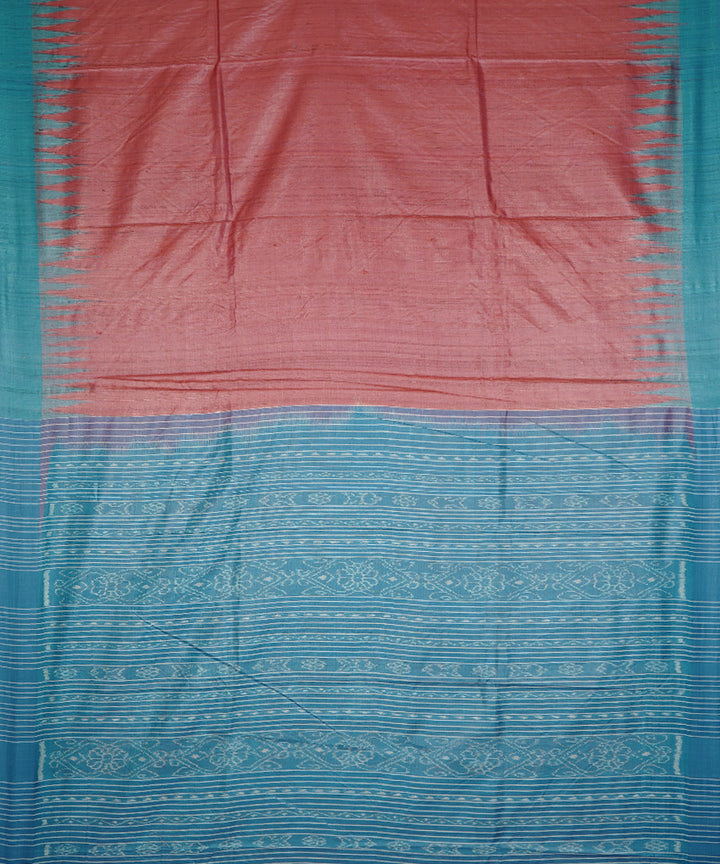 Red and blue tussar silk handloom saree