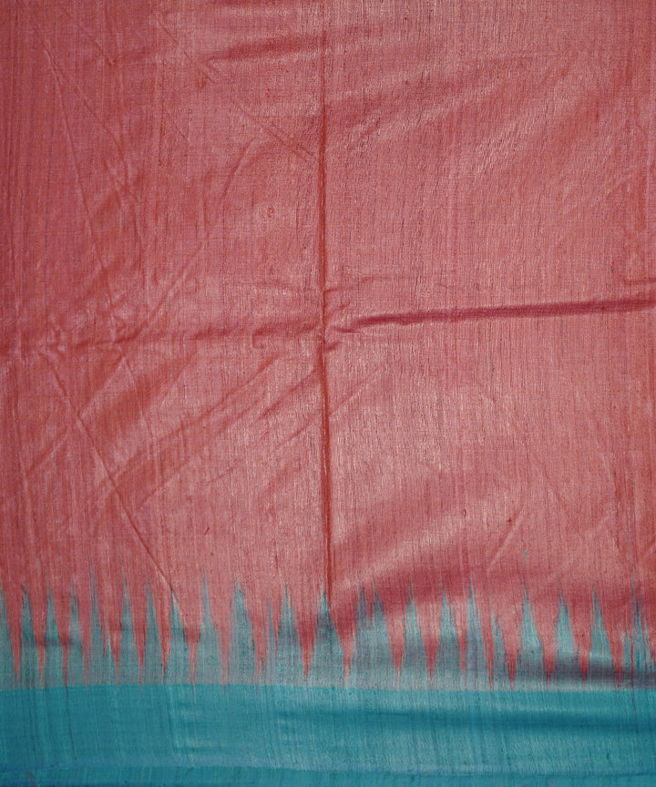 Red and blue tussar silk handloom saree