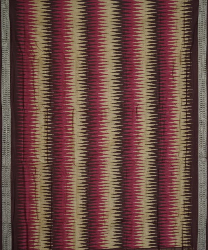 Pink, coffee, cream silk handloom patli bomkai saree
