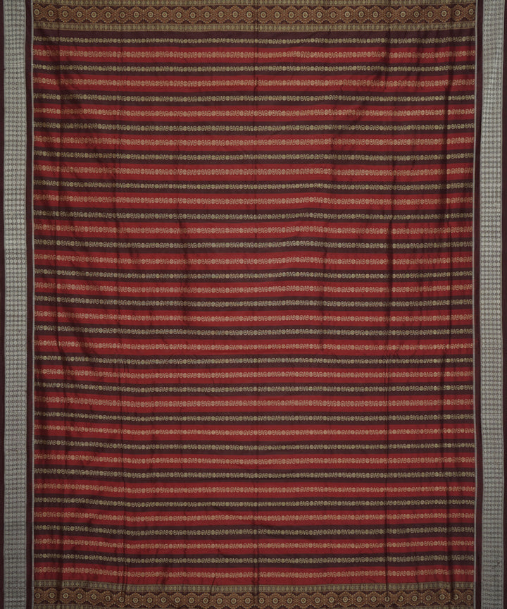 Pink, coffee, cream silk handloom patli bomkai saree