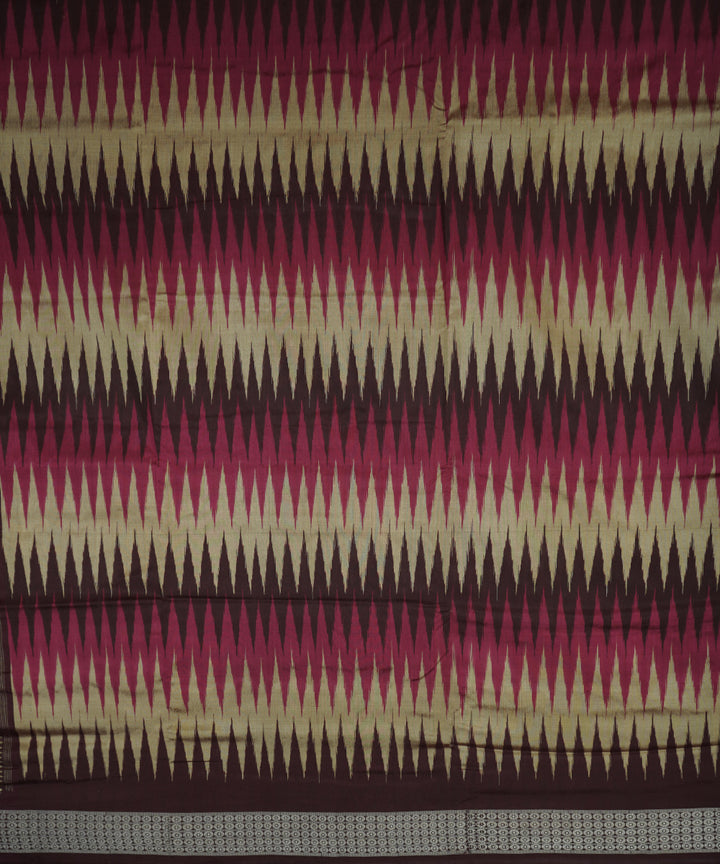 Pink, coffee, cream silk handloom patli bomkai saree