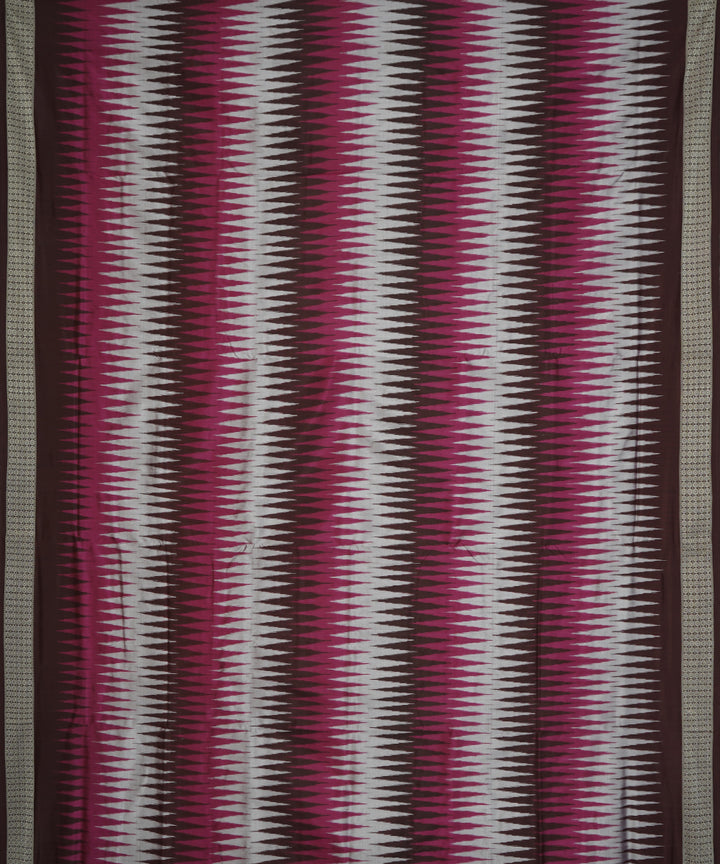 Pink, coffee, white silk handloom bomkai saree