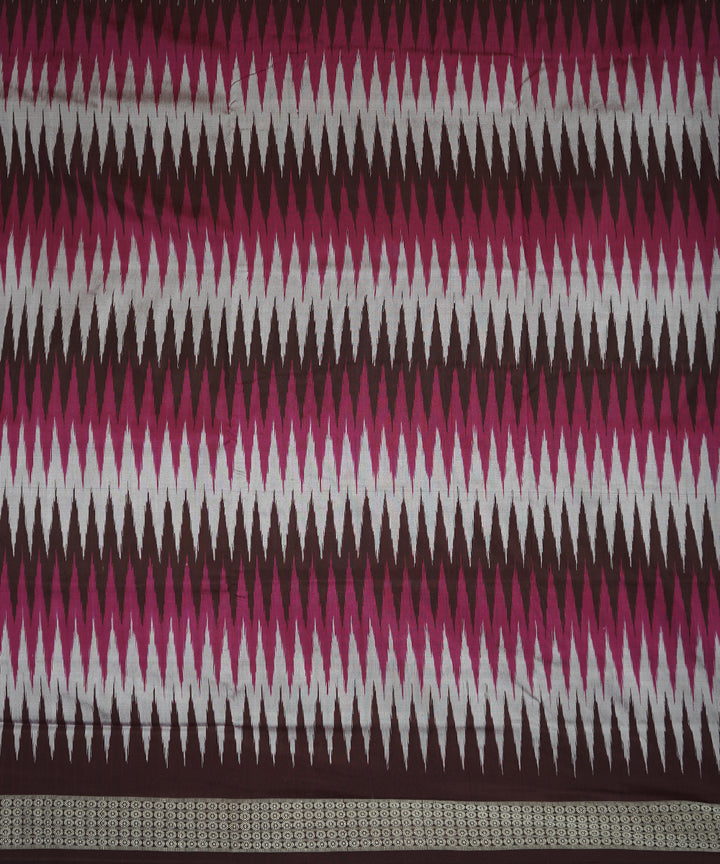 Pink, coffee, white silk handloom bomkai saree